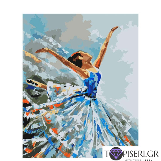 Painting By Numbers Ballerina In Blue - Tapiseri.GR Painting By Numbers Ballerina In Blue - Tapiseri.GR