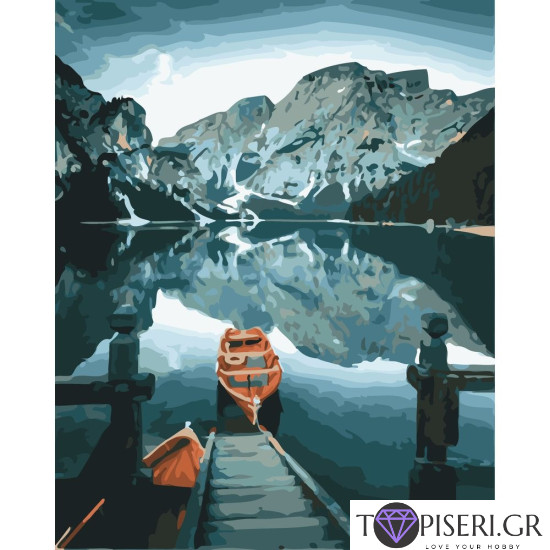 Painting By Numbers Boat In The Lake - Tapiseri.GR Painting By Numbers Boat In The Lake - Tapiseri.GR