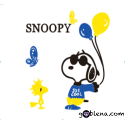 3D αυτοκόλλητο τοίχου Snoopy με γυαλιά και μπαλόνια