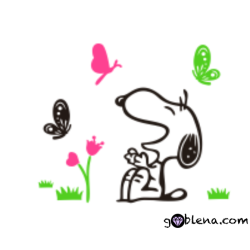 3D αυτοκόλλητο τοίχου Snoopy με πεταλούδες