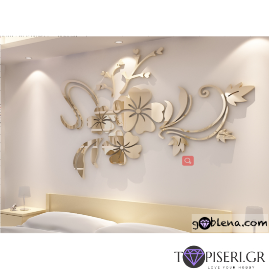 Mirror 3D Wall Sticker Three Big Flowers - Tapiseri.GR Mirror 3D Wall Sticker Three Big Flowers - Tapiseri.GR