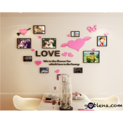 3D αυτοκόλλητο τοίχου Καρδιές με επιγραφή I Love You 2