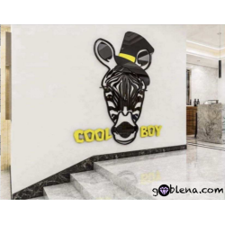 3D αυτοκόλλητο τοίχου Ζέβρα με καπέλο