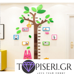 3D Wall Sticker Tree And Animals With Frames For Photos For Measuring Height 2
