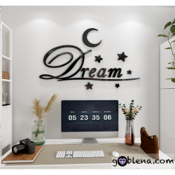 3D αυτοκόλλητο τοίχου Επιγραφή Dream με φεγγάρι και αστέρια