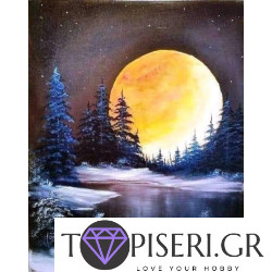 Painting By Numbers Full Moon In Winter Night