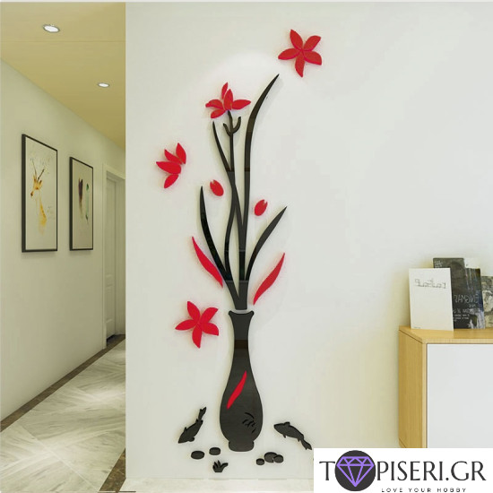 3D Wall Sticker Vase With Fish - Tapiseri.GR