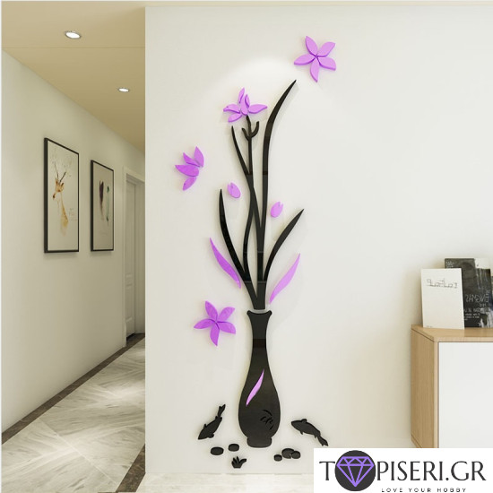 3D Wall Sticker Vase With Fish - Tapiseri.GR