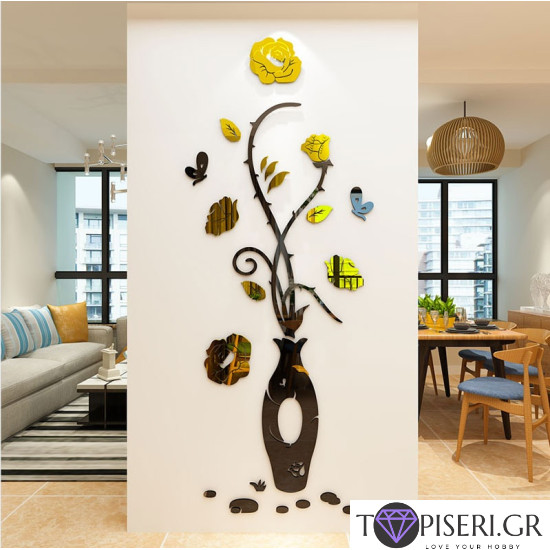 3D Wall Sticker Vase With Butterflies - Tapiseri.GR