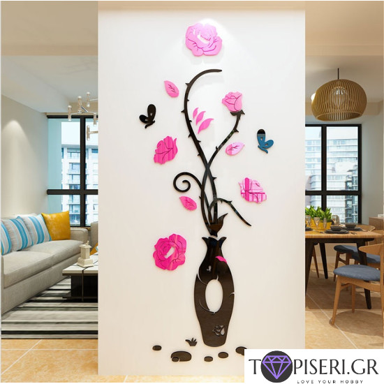 3D Wall Sticker Vase With Butterflies - Tapiseri.GR