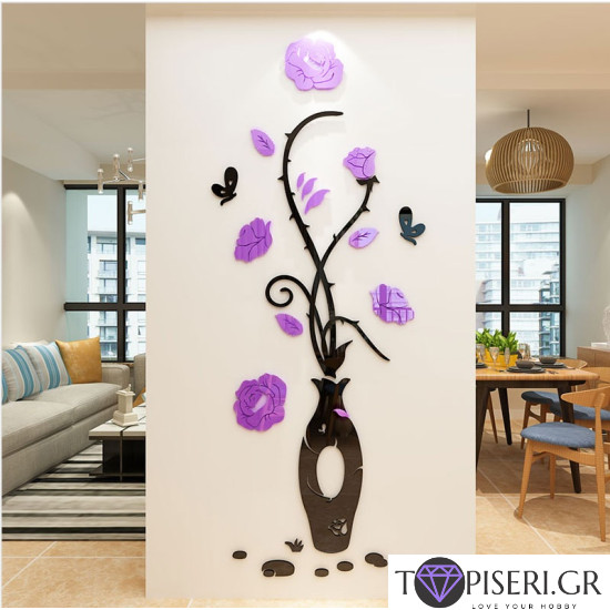 3D Wall Sticker Vase With Butterflies - Tapiseri.GR