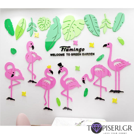 3D Wall Sticker Pink Flamingo - Tapiseri.GR