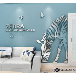 3D αυτοκόλλητο τοίχου Ζέβρα 2
