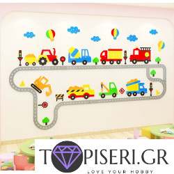 Kids 3D Wall Sticker Construction Machinery