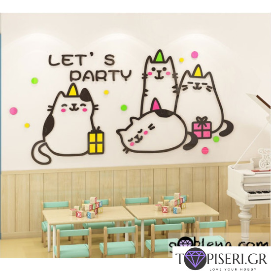 Kids 3D Wall Sticker Kittens 9 - Tapiseri.GR