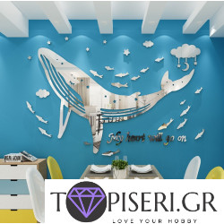Mirrored 3D Wall Sticker Whale