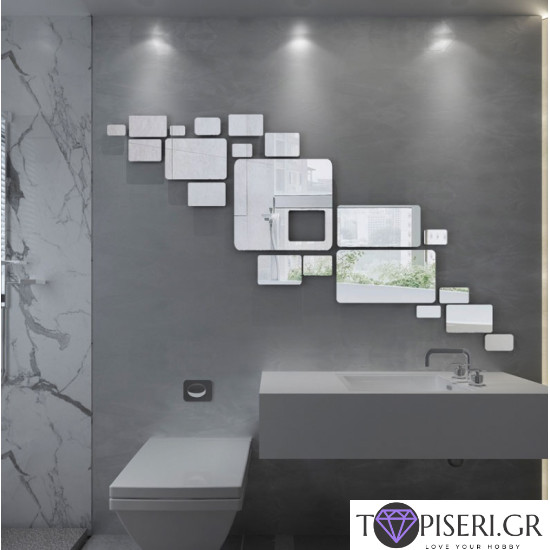 Mirrored 3D Wall Sticker Rectangles - Tapiseri.GR Mirrored 3D Wall Sticker Rectangles - Tapiseri.GR