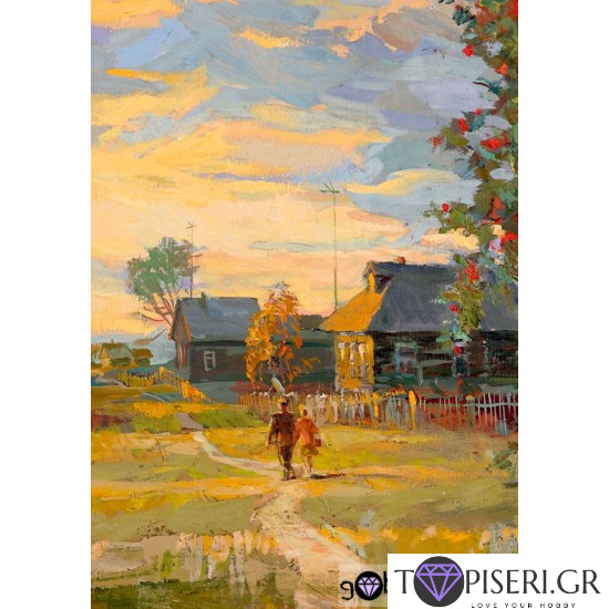 ECO Diamond Painting Village Landscape From 1970 - Tapiseri.GR
