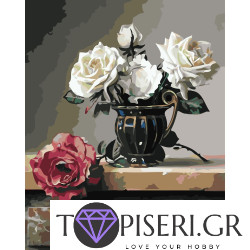 Painting By Numbers White And Red Roses