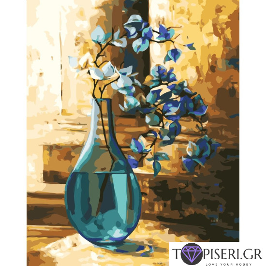 Painting By Numbers Blue Branch In A Vase - Tapiseri.GR Painting By Numbers Blue Branch In A Vase - Tapiseri.GR