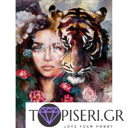 Painting By Numbers Woman And Tiger 2