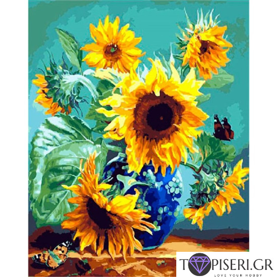 Painting By Numbers Beautiful Sunflowers - Tapiseri.GR