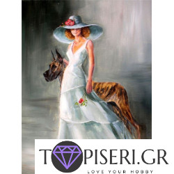 Painting By Numbers The Lady With Dogo Argentino