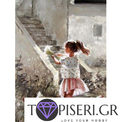 Painting By Numbers Little Girl With Chickens