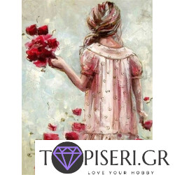 Painting By Numbers Girl With Roses