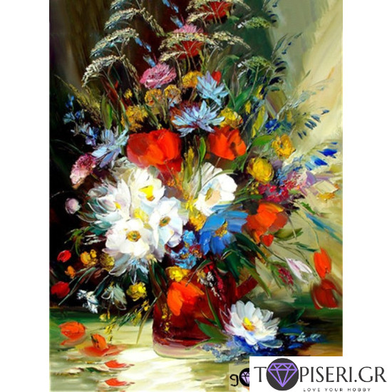Painting By Numbers Beautiful Bouquet With Poppies - Tapiseri.GR