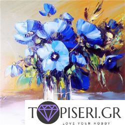 Painting By Numbers Bouquet Of Blue Flowers