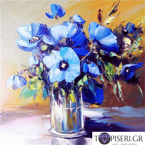Painting By Numbers Bouquet Of Blue Flowers - Tapiseri.GR