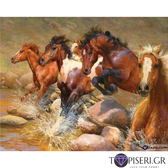 Diamond Painting Herd Of Brown Horses - Tapiseri.GR Diamond Painting Herd Of Brown Horses - Tapiseri.GR