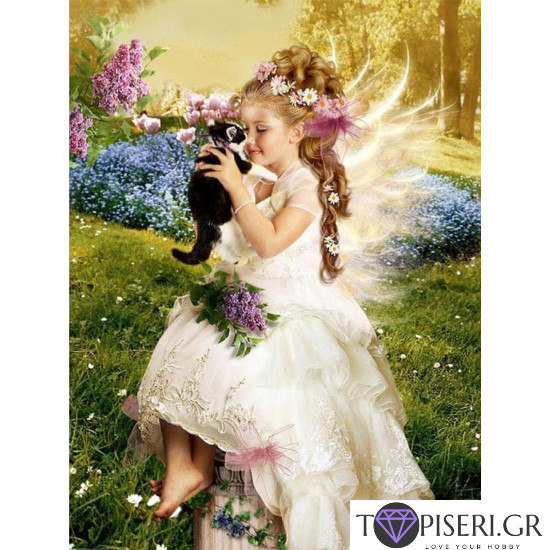 Diamond Painting Angel With Kitty - Tapiseri.GR