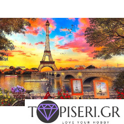 Diamond Painting Romantic sunset in Paris